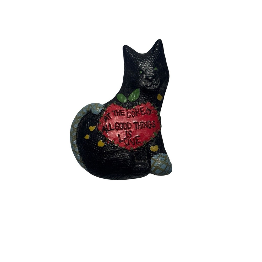 Vintage 1997 Carol Endres - Enesco- LOVE- Black Kitty Cat Heart Quote Brooch Pin